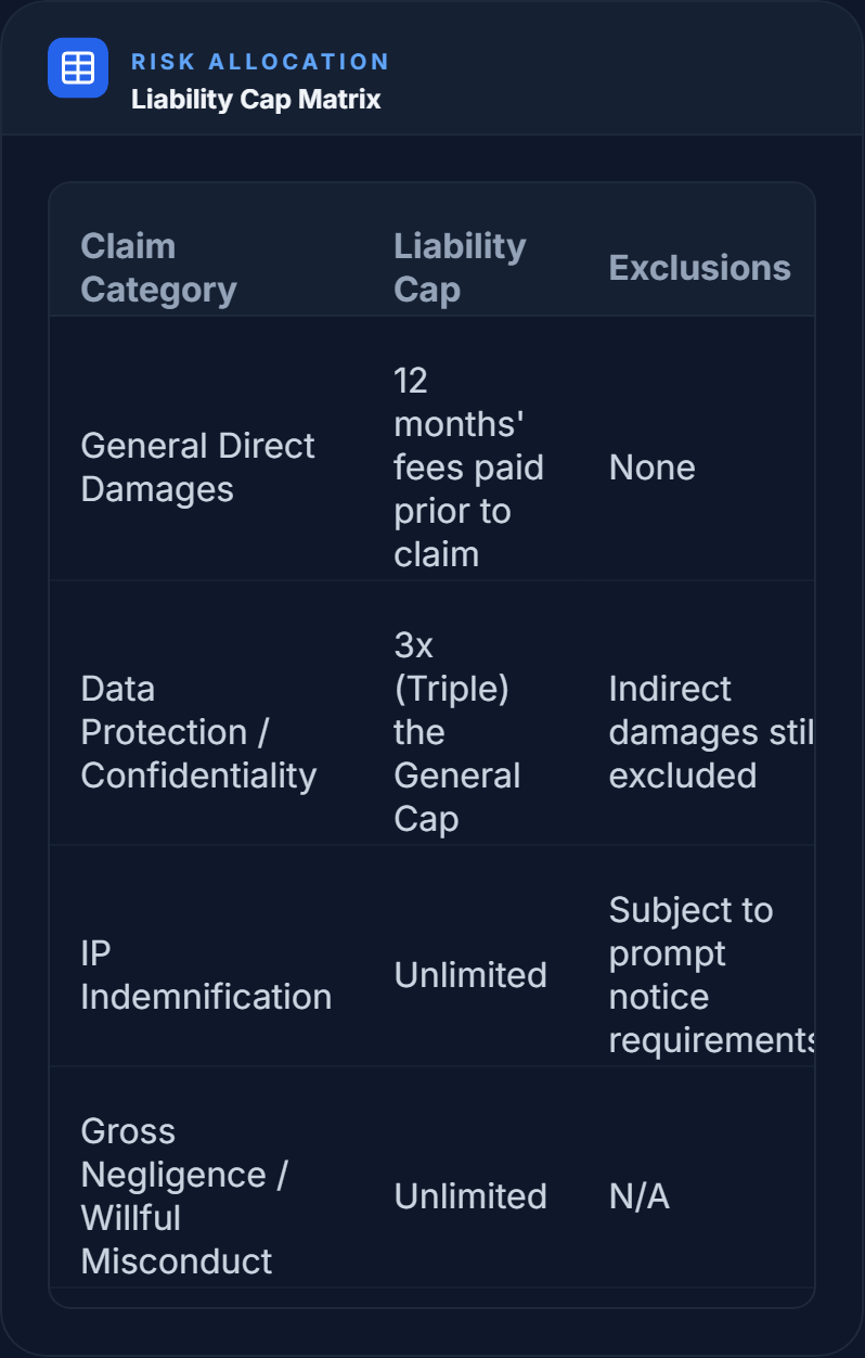 Liability cap matrix clarity visual